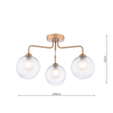 Feya 3 Light Semi-Flush Antique Bronze With Clear/Opal Glass