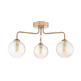 Feya 3 Light Semi-Flush Antique Bronze With Twisted Amber Glass