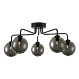 Feya 5 Light Semi Flush Matt Black With Smoked Glass