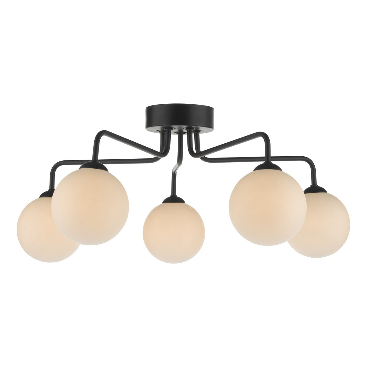 Feya 5 Light Semi Flush Matt Black With Opal Glass