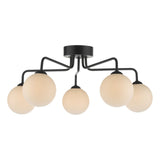 Feya 5 Light Semi Flush Matt Black With Opal Glass