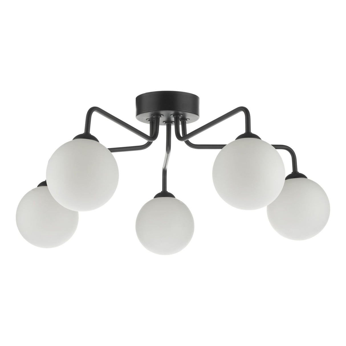 Feya 5 Light Semi Flush Matt Black With Opal Glass