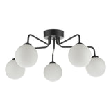 Feya 5 Light Semi Flush Matt Black With Opal Glass