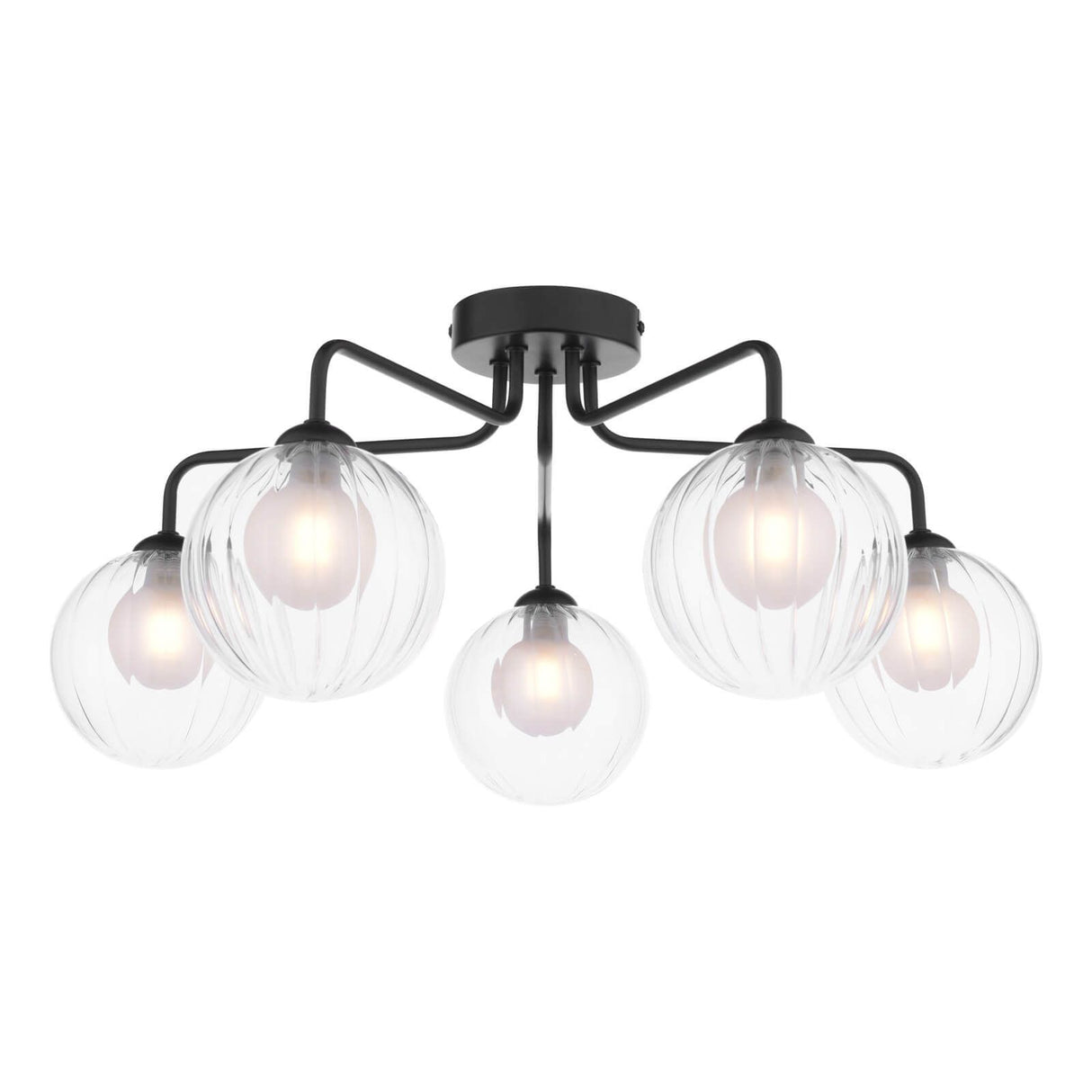 Feya 5 Light Semi Flush Matt Black With Clear/Opal Glass
