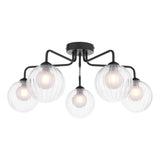 Feya 5 Light Semi Flush Matt Black With Clear/Opal Glass