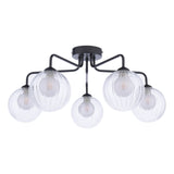 Feya 5 Light Semi Flush Matt Black With Clear/Opal Glass