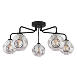 Feya 5 Light Semi Flush Matt Black With Closed Organic Smoked Glass