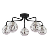 Feya 5 Light Semi Flush Matt Black With Closed Organic Smoked Glass