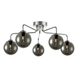 Feya 5 Light Semi Flush Polished Chrome With Smoked Glass