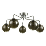 Feya 5 Light Semi Flush Polished Chrome With Smoked Glass