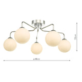Feya 5 Light Semi Flush Polished Chrome With Opal Glass