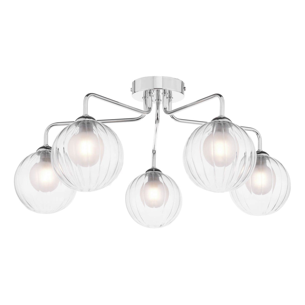 Feya 5 Light Semi Flush Polished Chrome With Clear/Opal Glass