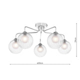 Feya 5 Light Semi Flush Polished Chrome With Clear/Opal Glass