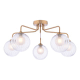 Feya 5 Light Semi-Flush Antique Bronze With Clear/Opal Glass