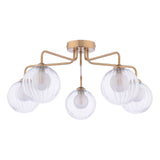 Feya 5 Light Semi-Flush Antique Bronze With Clear/Opal Glass