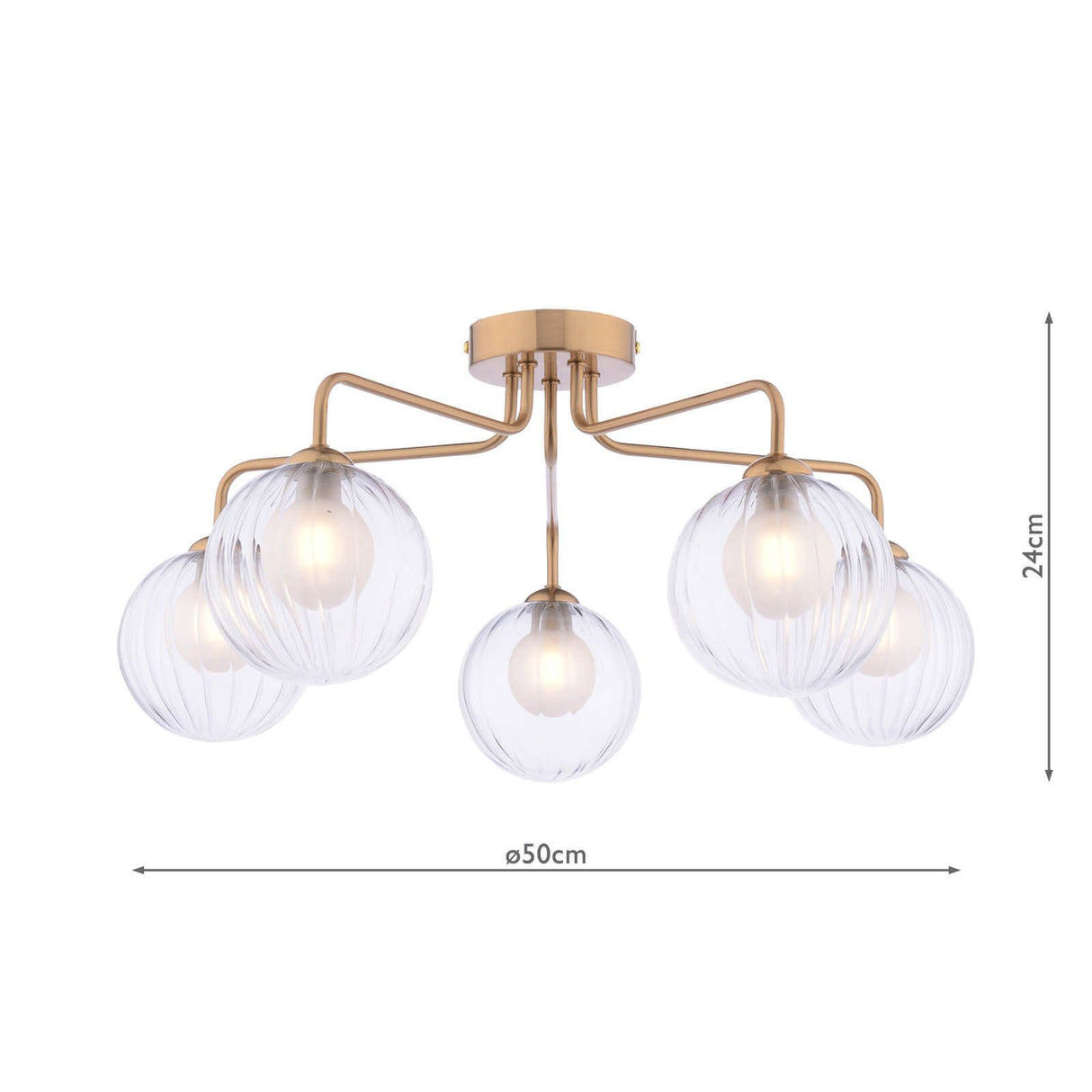 Feya 5 Light Semi-Flush Antique Bronze With Clear/Opal Glass