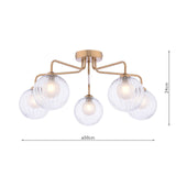 Feya 5 Light Semi-Flush Antique Bronze With Clear/Opal Glass
