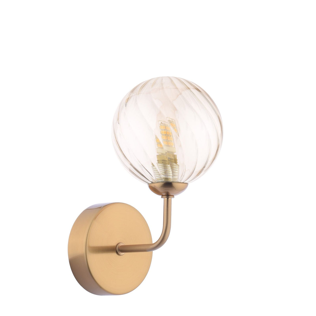 Feya Wall Light Antique Bronze With Twisted Amber Glass