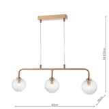 Feya 3 Light Bar Pendant Antique Bronze With Ribbed Glass