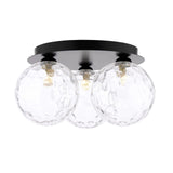 Foley 3 Light Flush Matt Black With Clear Dimpled Glass