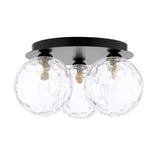 Foley 3 Light Flush Matt Black With Clear Dimpled Glass