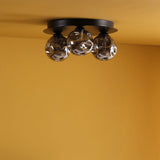 Foley 3 Light Flush Matt Black With Closed Organic Smoked Glass