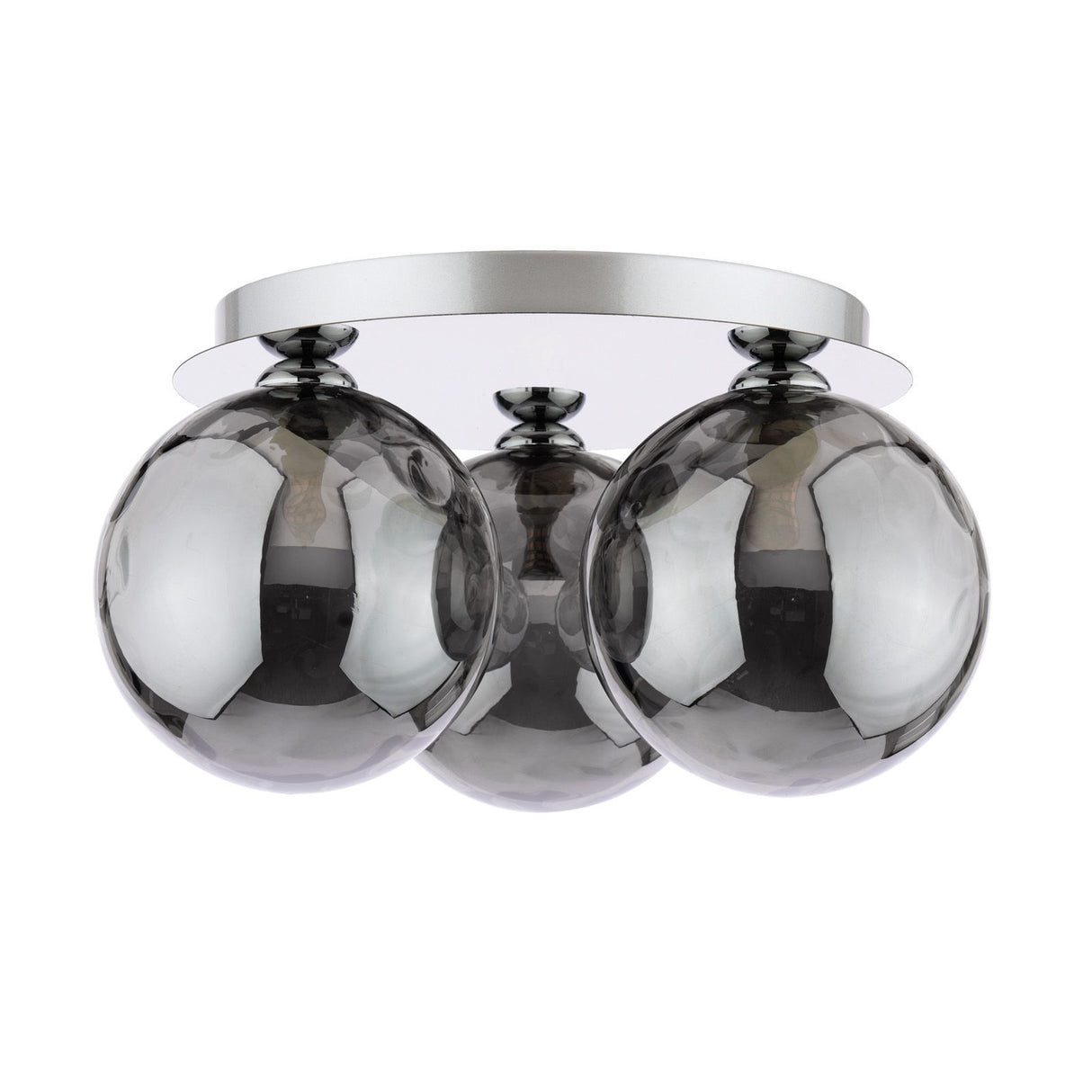 Foley 3 Light Flush Polished Chrome With Smoked Dimpled Glass