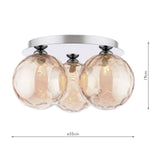 Foley 3 Light Flush Polished Chrome With Amber Dimpled Glass