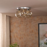 Foley 3 Light Flush Polished Chrome With Twisted Amber Glass