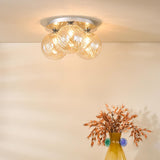 Foley 3 Light Flush Polished Chrome With Twisted Amber Glass