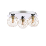 Foley 3 Light Flush Polished Chrome With Closed Organic Amber Glass