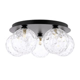Foley 5 Light Flush Matt Black With Clear Dimpled Glass