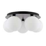 Foley 5 Light Flush Matt Black With Opal Glass
