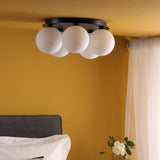 Foley 5 Light Flush Matt Black With Opal Glass