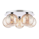 Foley 5 Light Flush Polished Chrome With Amber Dimpled Glass