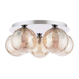 Foley 5 Light Flush Polished Chrome With Amber Dimpled Glass
