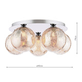 Foley 5 Light Flush Polished Chrome With Amber Dimpled Glass