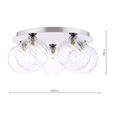 Foley 5 Light Flush Polished Chrome With Closed Glass