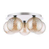 Foley 5 Light Flush Polished Chrome With Twisted Amber Glass