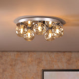 Foley 5 Light Flush Polished Chrome With Closed Organic Amber Glass