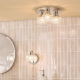 Forseti 3 Light Bathroom Flush Light Polished Chrome and Glass IP44