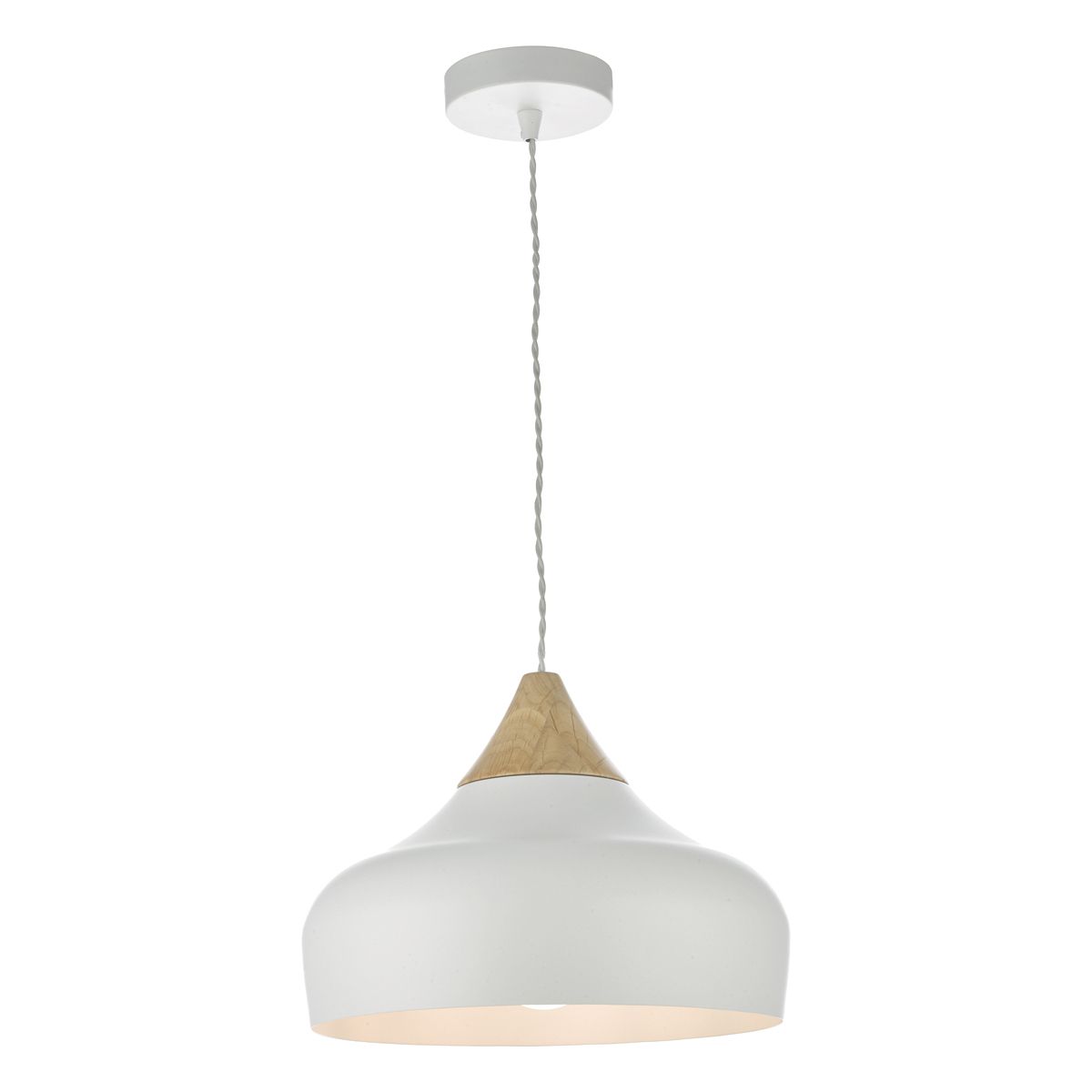 Gaucho Pendant Matt White and Natural Wood