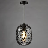 Gethin Pendant Matt Black Glass and Black Confetti Glass
