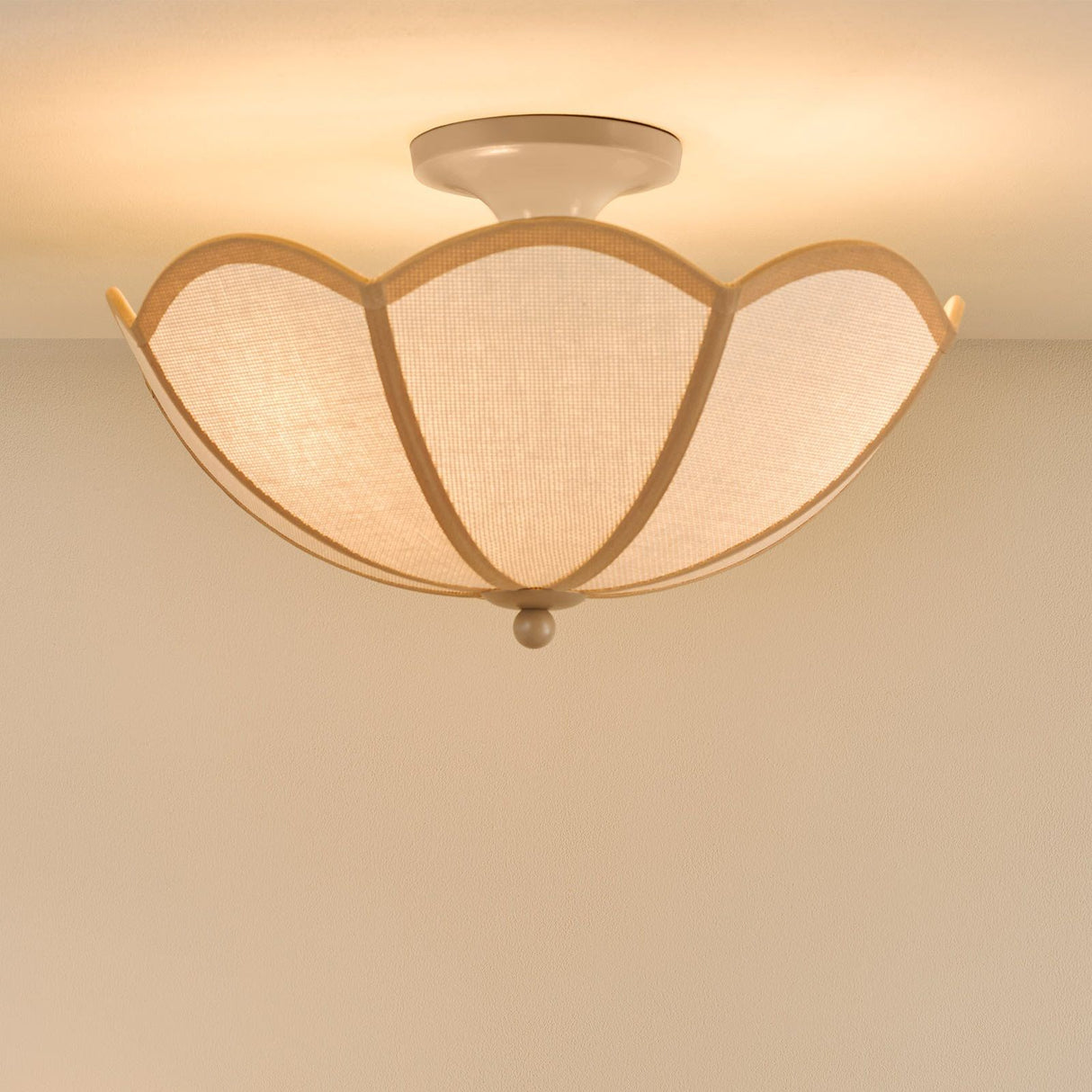 Giuliana 3 Light Semi-Flush Rattan and Satin Taupe