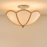 Giuliana 3 Light Semi-Flush Rattan and Satin Taupe