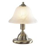 Gloucester Touch Table Lamp Antique Brass & Glass Shade - Twin Pack
