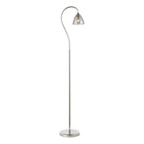 Glynis Floor Lamp Polished Nickel and Smoked Ribbed Glass