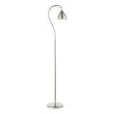 Glynis Floor Lamp Polished Nickel and Smoked Ribbed Glass
