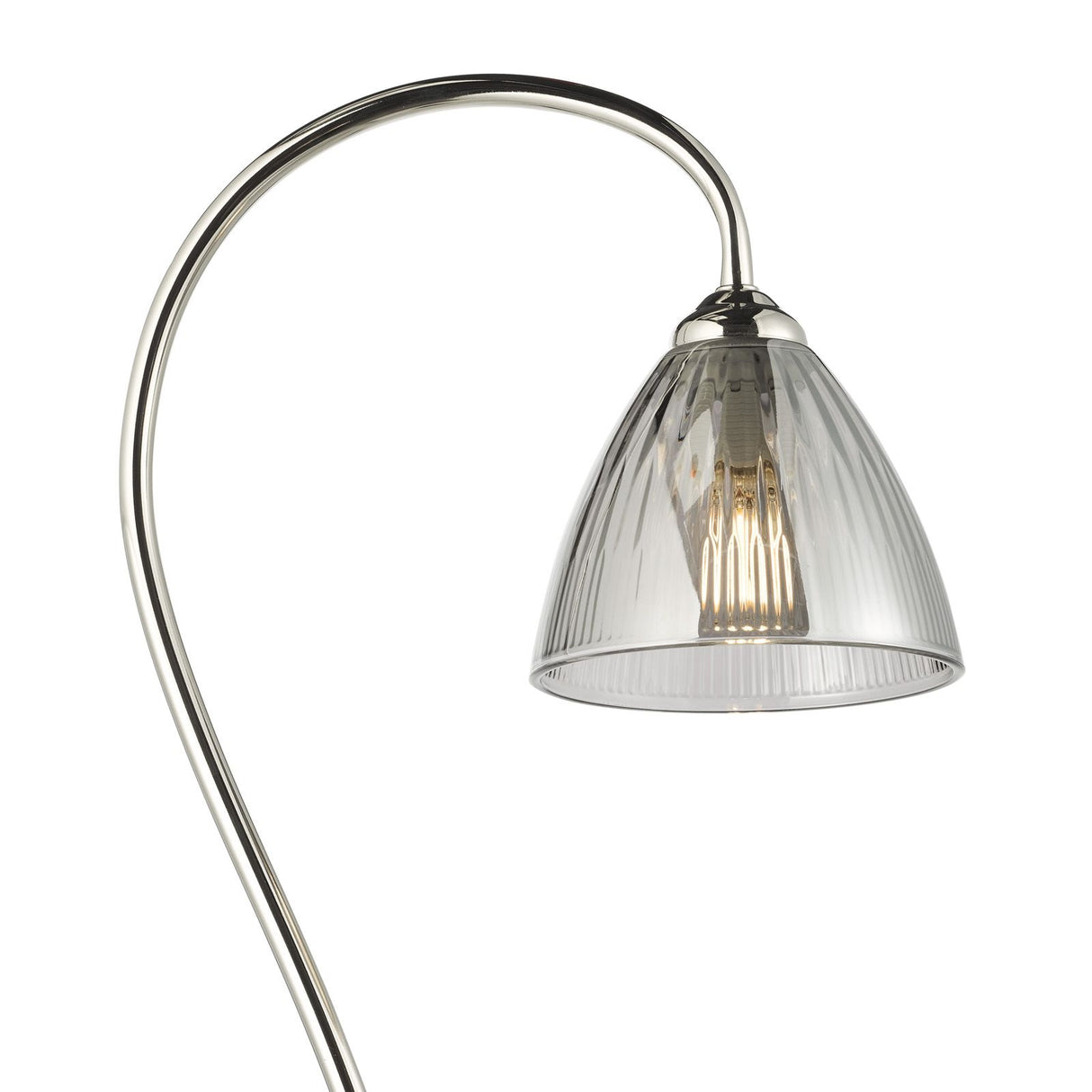Glynis Floor Lamp Polished Nickel and Smoked Ribbed Glass