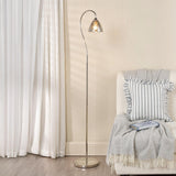 Glynis Floor Lamp Polished Nickel and Smoked Ribbed Glass